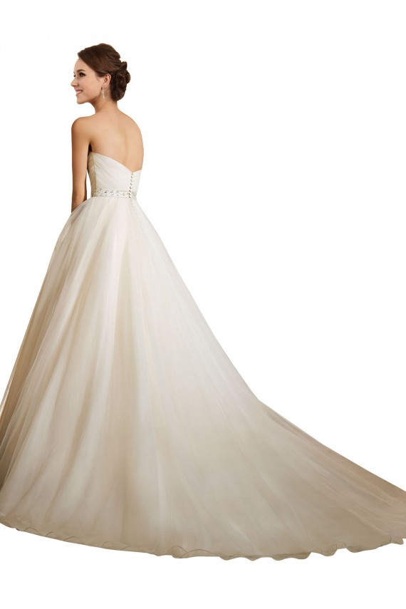 Compre Marfil Cuello de Corazón Cola capilla Tul Vestidos de novia