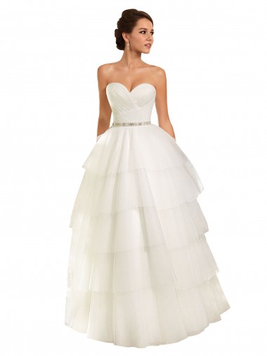 Compre Marfil Cuello de Corazón Cola capilla Tul Vestidos de novia