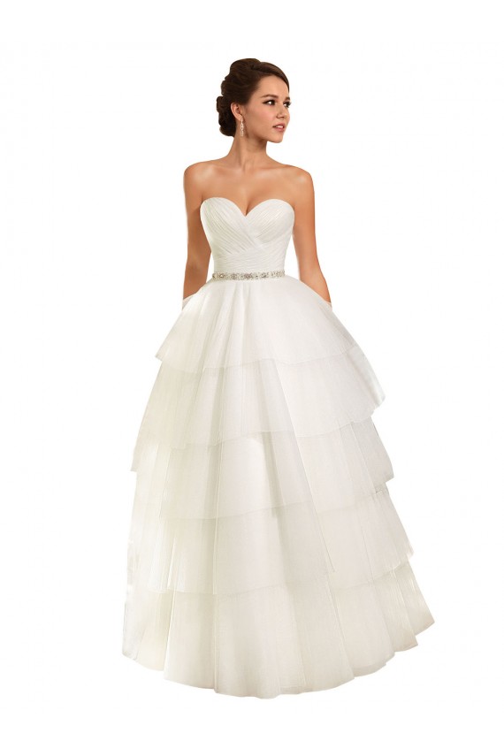 Compre Marfil Cuello de Corazón Cola capilla Tul Vestidos de novia