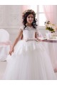 Compre Marfil Cuello de Corazón Tul Encaje Largo vestidos de niña de las flores