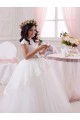 Compre Marfil Cuello de Corazón Tul Encaje Largo vestidos de niña de las flores