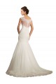 Compre Marfil Sirena Barco Cola capilla Tul Encaje Vestidos de novia