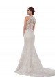 Compre Marfil Sirena Cuello Alto Cola capilla Encaje Vestidos de novia