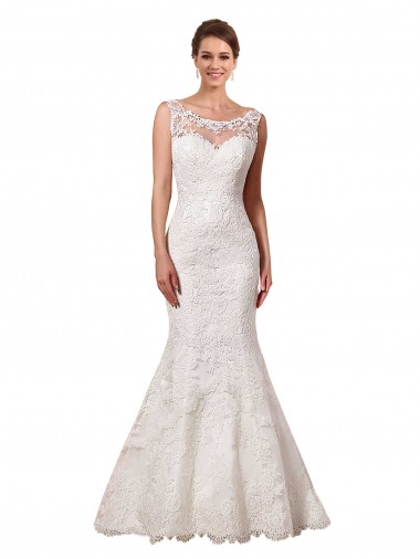 Compre Marfil Sirena Cuello de Corazón Cola capilla Encaje Vestidos de novia
