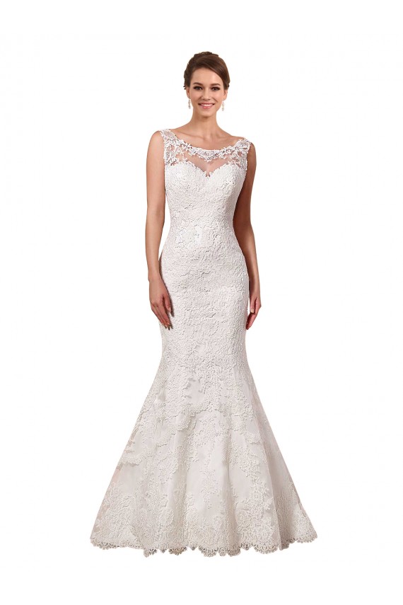 Compre Marfil Sirena Cuello de Corazón Cola capilla Encaje Vestidos de novia