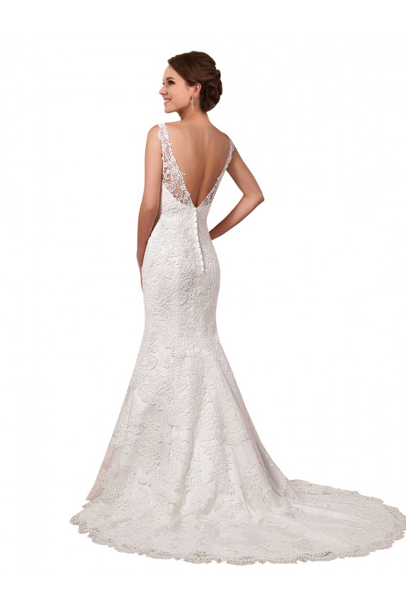 Compre Marfil Sirena Cuello de Corazón Cola capilla Encaje Vestidos de novia