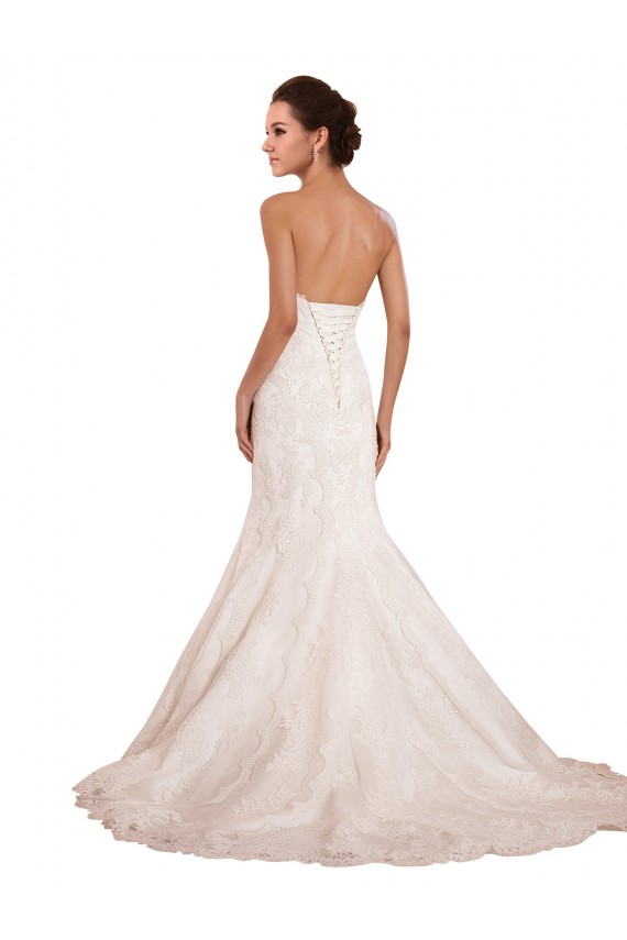 Compre Marfil Sirena Cuello de Corazón Cola capilla Encaje Vestidos de novia