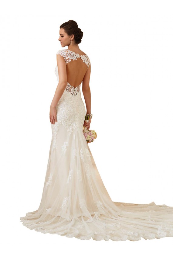 Compre Marfil Sirena Cuello de Corazón Cola capilla Encaje Vestidos de novia
