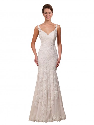 Compre Marfil Sirena Cuello de Corazón Cola capilla Encaje Vestidos de novia