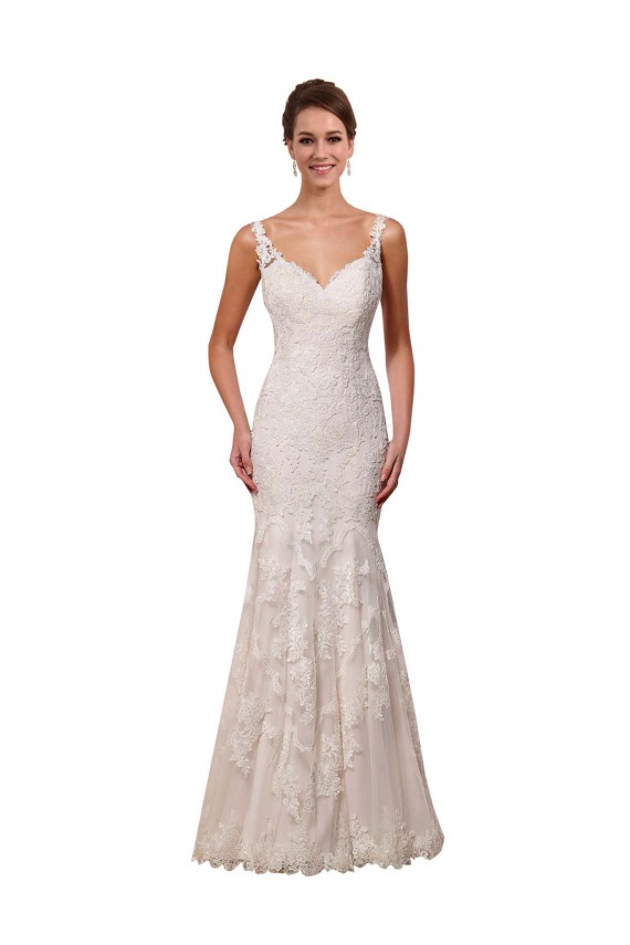 Compre Marfil Sirena Cuello de Corazón Cola capilla Encaje Vestidos de novia