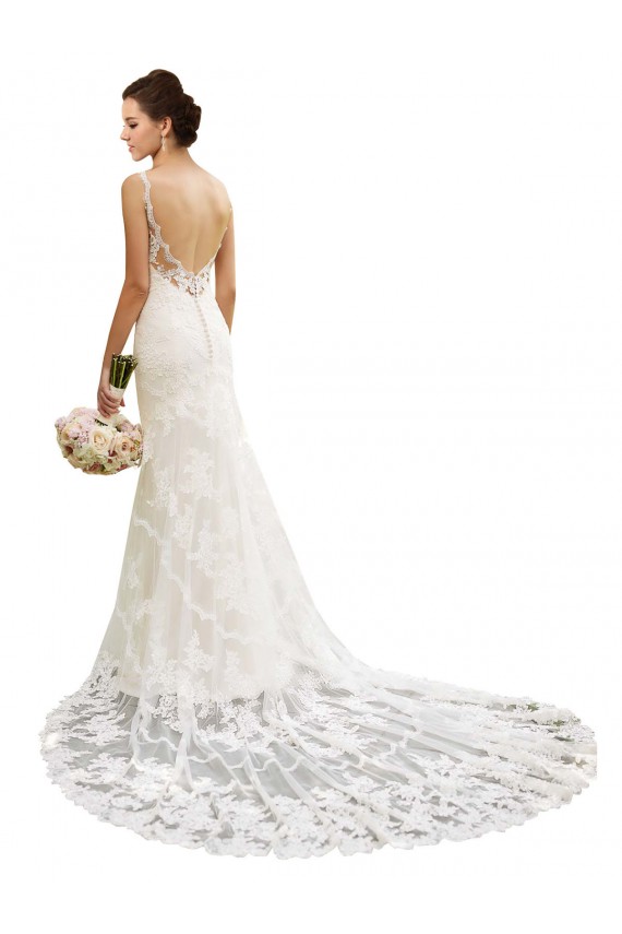 Compre Marfil Sirena Cuello de Corazón Cola capilla Encaje Vestidos de novia