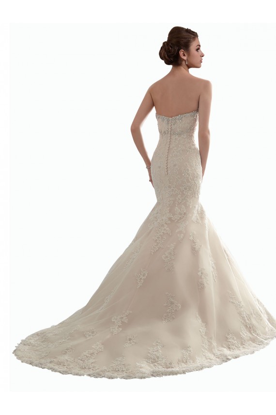 Compre Marfil Sirena Cuello de Corazón Cola capilla Tul Encaje Clásico Vestidos de novia
