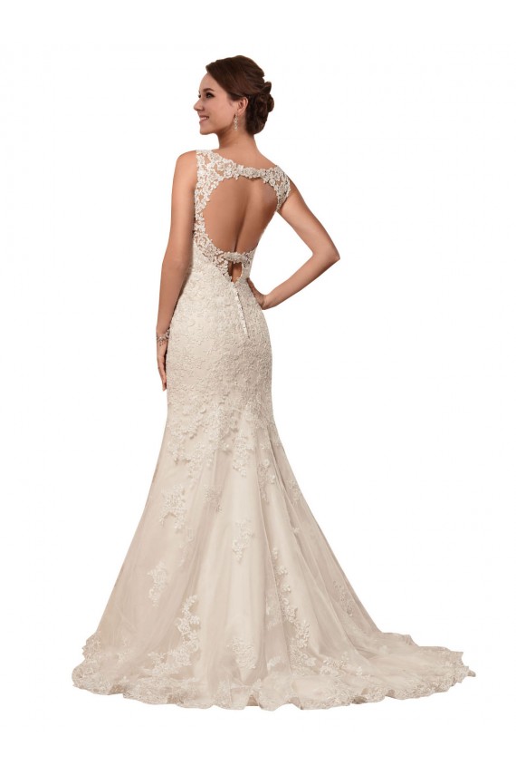 Compre Marfil Sirena Cuello de Corazón Cola capilla Tul Encaje Vestidos de novia