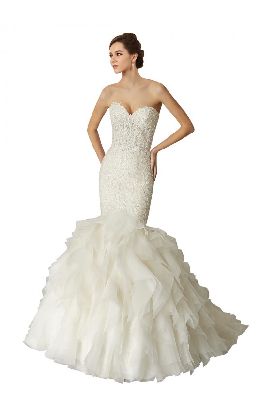 Compre Marfil Sirena Cuello de Corazón Cola capilla Tul Vestidos de novia