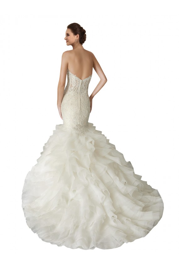 Compre Marfil Sirena Cuello de Corazón Cola capilla Tul Vestidos de novia