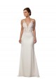 Compre Marfil Sirena Cuello en V Cola capilla Encaje Crepé Elástico Vestidos de novia