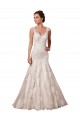 Compre Marfil Sirena Cuello en V Cola capilla Tul Encaje Vestidos de novia