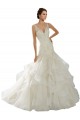 Compre Marfil Sirena Cuello en V Cola capilla Tul Vestidos de novia