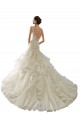 Compre Marfil Sirena Cuello en V Cola capilla Tul Vestidos de novia