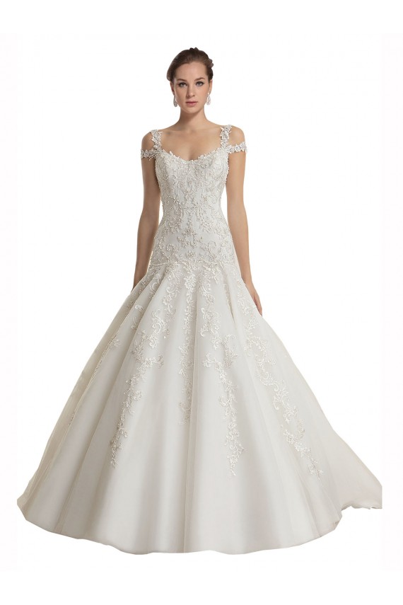 Compre Marfil Sirena Hombros Descubiertos Barrer tren Tul Encaje Vestidos de novia