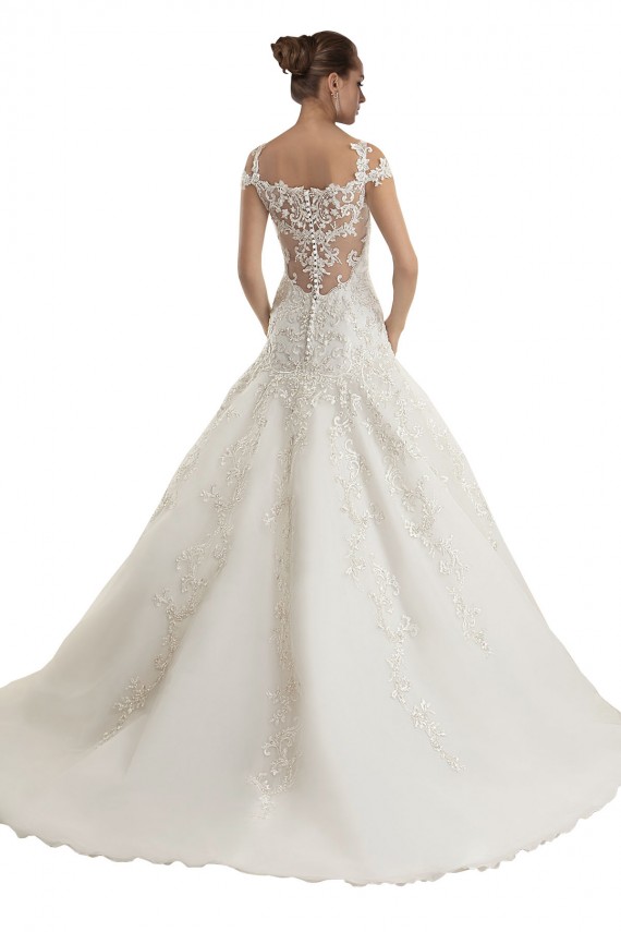 Compre Marfil Sirena Hombros Descubiertos Barrer tren Tul Encaje Vestidos de novia