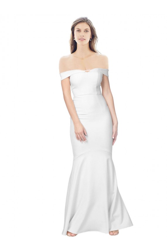 Compre Marfil Sirena Hombros Descubiertos Crepé Elástico Largo Formales Vestidos de dama de honor / Vestidos de fiesta