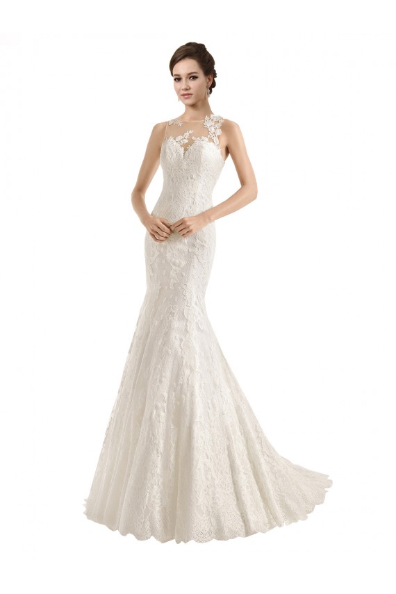 Compre Marfil Sirena Ilusión Cola capilla Encaje Vestidos de novia