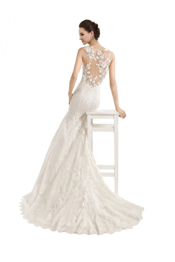 Compre Marfil Sirena Ilusión Cola capilla Encaje Vestidos de novia