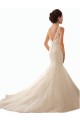 Compre Marfil Sirena Ilusión Cola capilla Tul Encaje Vestidos de novia