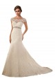 Compre Marfil Sirena Ilusión Cola capilla Tul Encaje Vestidos de novia