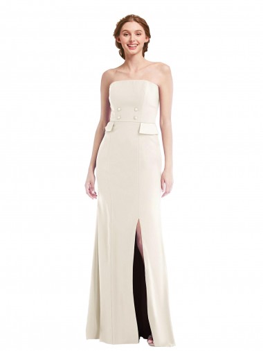 Compre Marfil Trompeta Sin tirantes Crepé Elástico Largo Vestidos de dama de honor / Vestidos de fiesta
