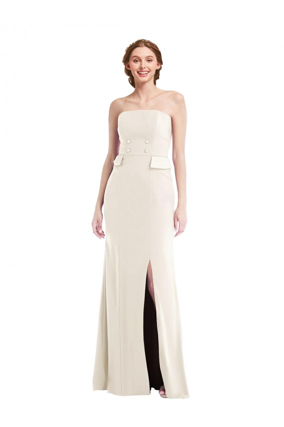 Compre Marfil Trompeta Sin tirantes Crepé Elástico Largo Vestidos de dama de honor / Vestidos de fiesta