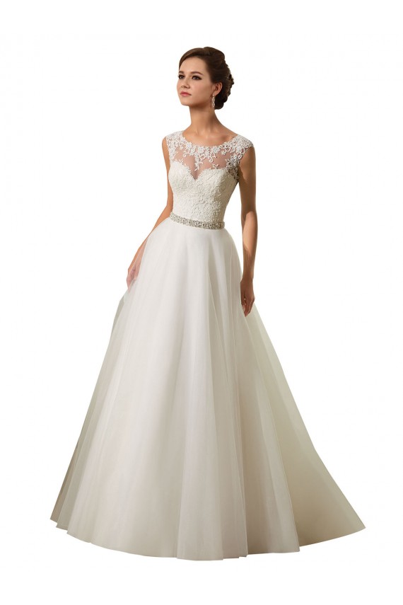 Compre Marfil Ilusión Cola capilla Tul Encaje Vestidos de novia