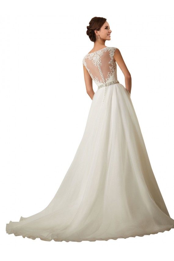 Compre Marfil Ilusión Cola capilla Tul Encaje Vestidos de novia