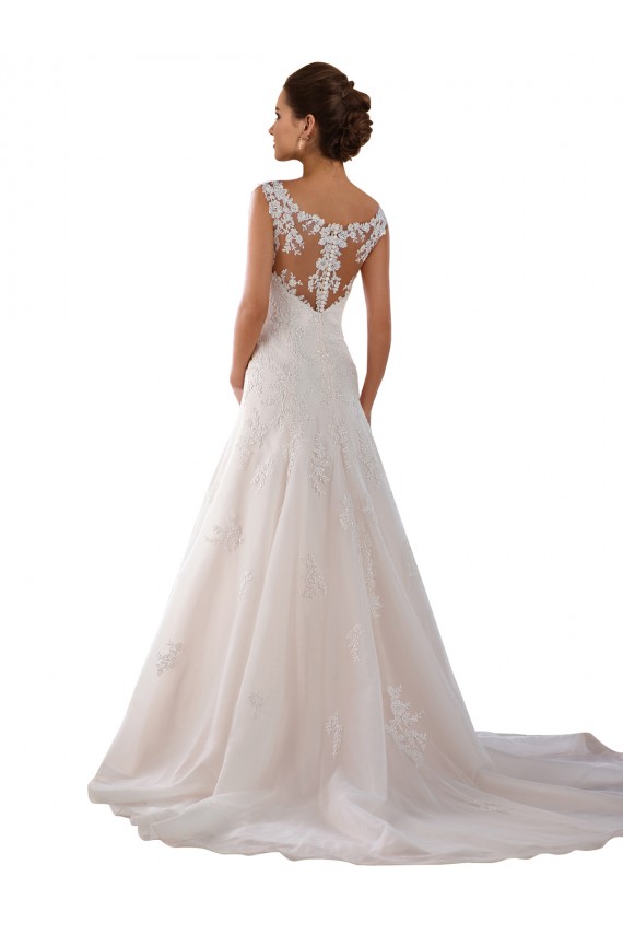 Compre Marfil línea A Cucharón Cola capilla Tul Vestidos de novia