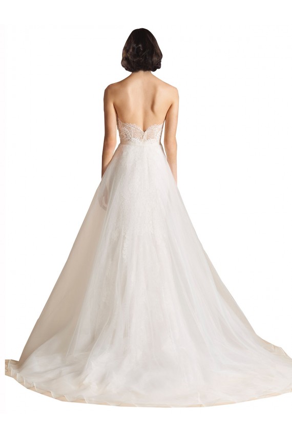 Compre Marfil línea A Cuello de Corazón Barrer tren Tul Vestidos de novia