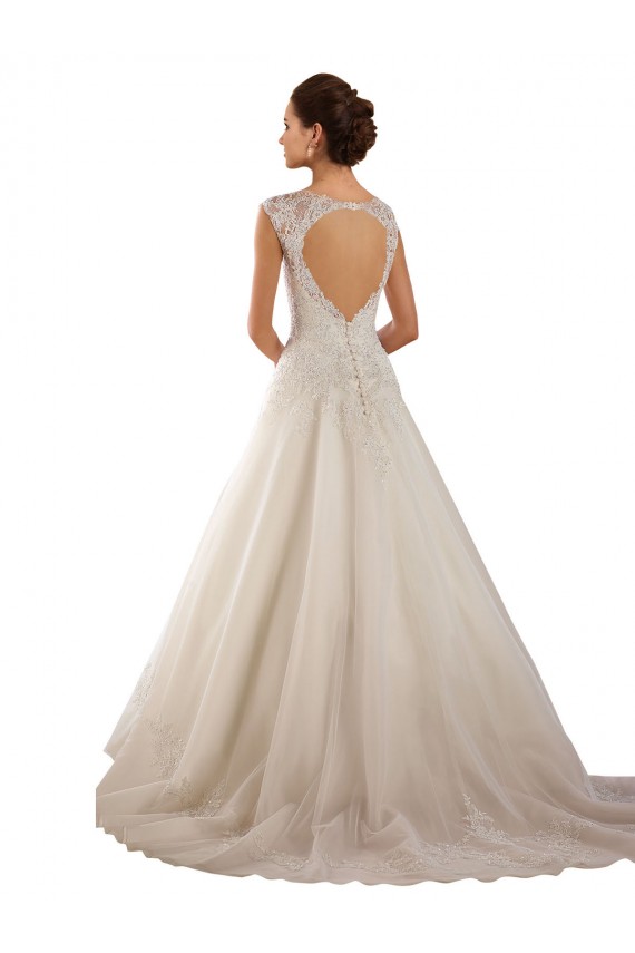 Compre Marfil línea A Cuello de Corazón Cola capilla Encaje Vestidos de novia