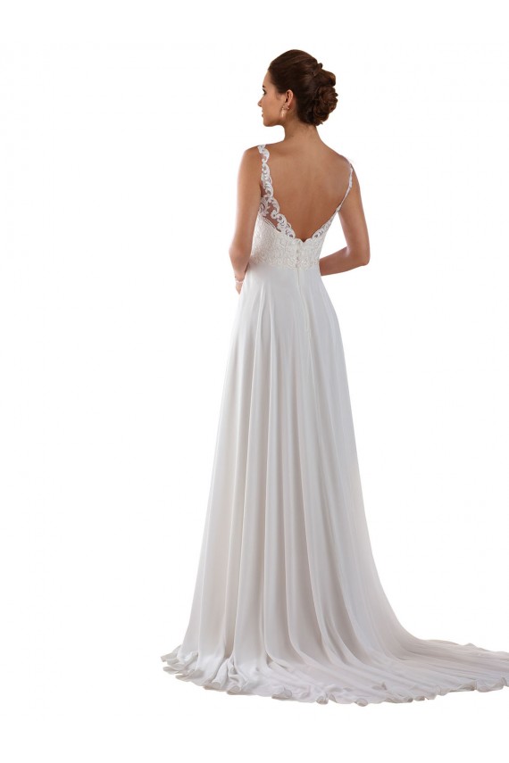 Compre Marfil línea A Cuello de Corazón Cola capilla Gasa Clásico Boho Vestidos de novia