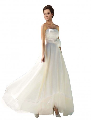 Compre Marfil línea A Sin tirantes Gasa Vestidos de novia