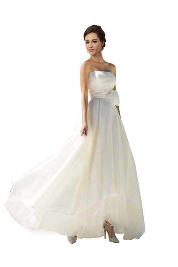 Compre Marfil línea A Sin tirantes Gasa Vestidos de novia