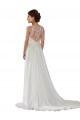 Compre Marfil línea A Ilusión Barrer tren Gasa Boho Vestidos de novia