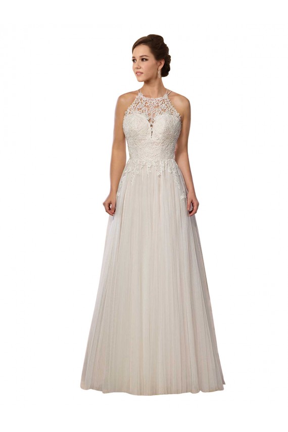 Compre Marfil línea A Ilusión Barrer tren Tul Vestidos de novia