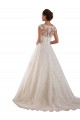 Compre Marfil línea A Ilusión Cola capilla Tul Encaje Clásico Vestidos de novia