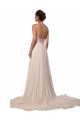 Compre Marfil línea A Ilusión Cola capilla Tul Encaje Vestidos de novia