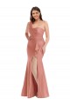 Compre Melocotón de Georgia Sirena Un Hombre Satén sedoso Largo Formales Vestidos de dama de honor / Vestidos de fiesta