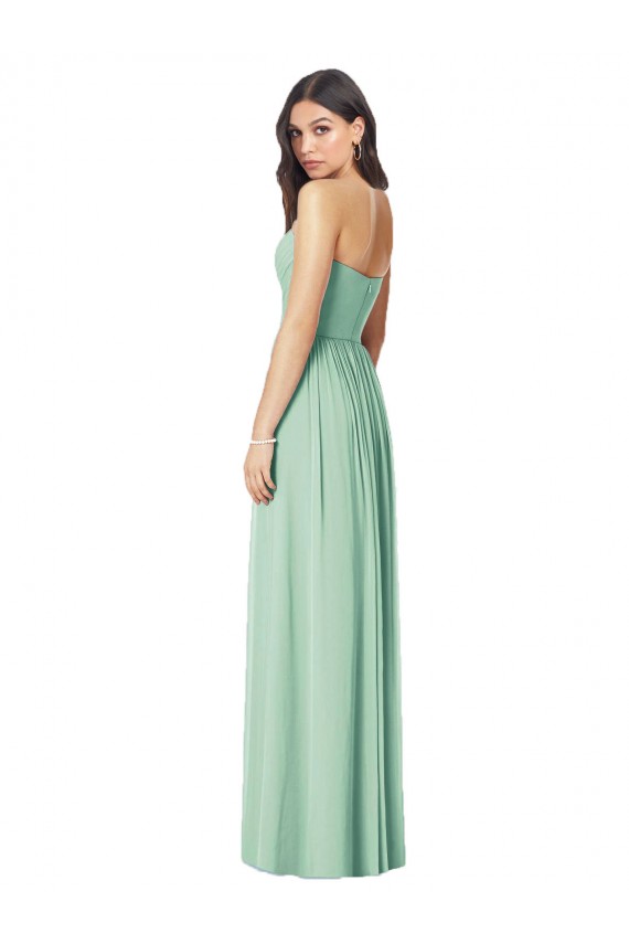 Compre Menta Verde Trompeta Cuello de Corazón Sin tirantes Gasa Largo Vestidos de dama de honor