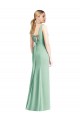Compre Menta Verde Trompeta Cuello en V Gasa Largo Vestidos de dama de honor