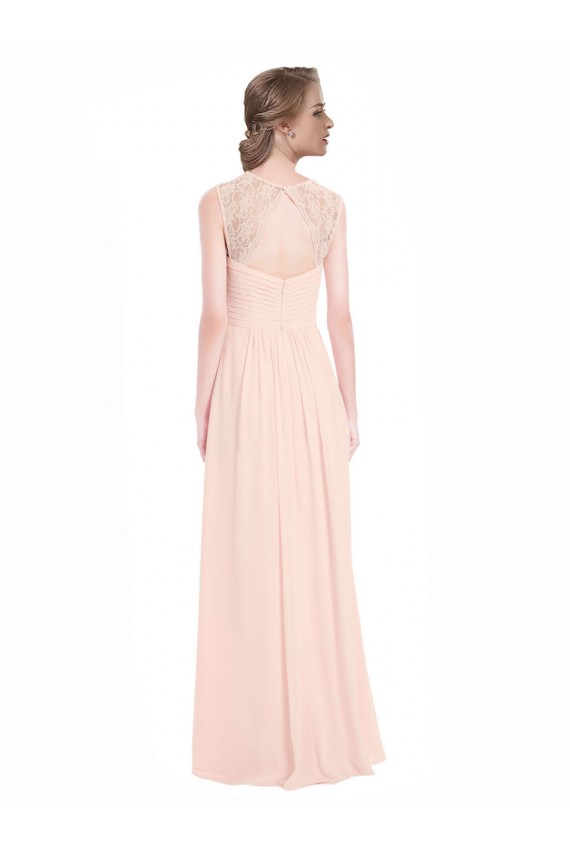 Compre Menta Verde línea A Cuello de Corazón Gasa Encaje Largo Vestidos de dama de honor