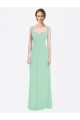 Compre Menta Verde línea A Cuello de Corazón Gasa Largo Vestidos de dama de honor