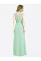 Compre Menta Verde línea A Cuello de Corazón Gasa Largo Vestidos de dama de honor